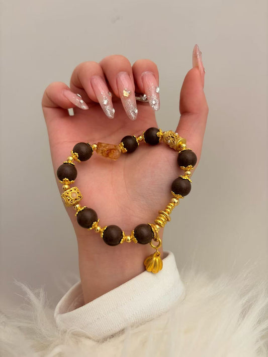 The Remedy Strand Golden Wealth Crystal Bracelet – 10mm Aromatherapy Beads