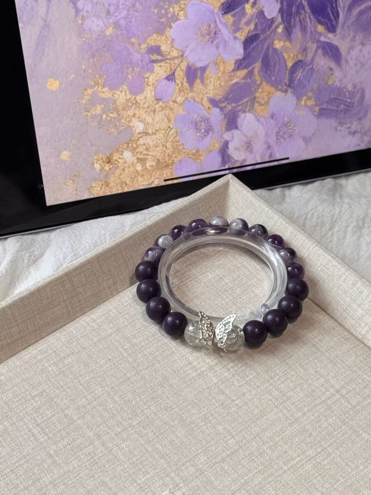 The Remedy Strand “Purple Flame Luck” – 8mm Botanical Good-Energy Bracelet