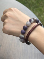 The Remedy Strand “Purple Aura Rise” Dream Bracelet – 12mm Botanical + Aroma Beads