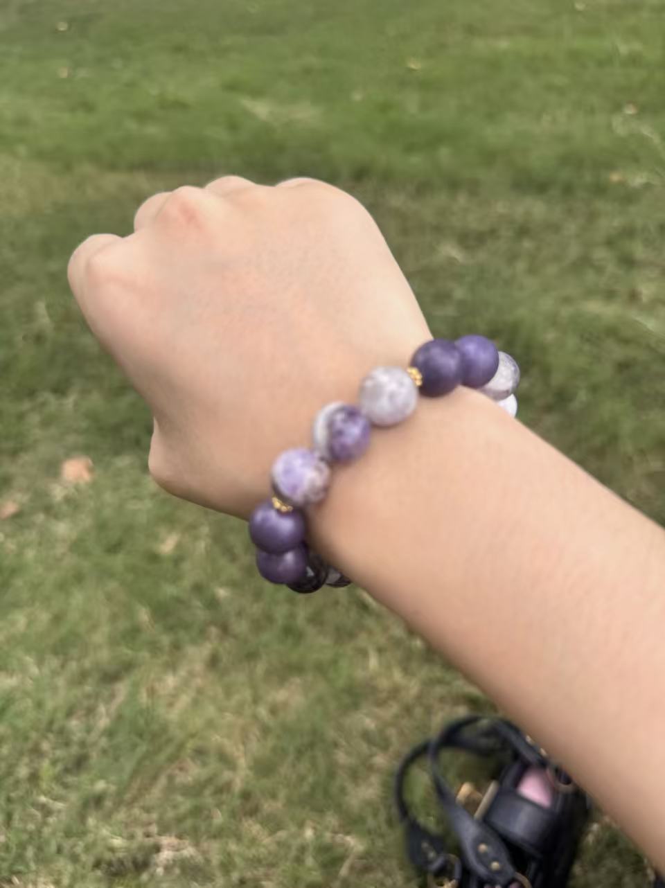 The Remedy Strand “Purple Aura Rise” Dream Bracelet – 12mm Botanical + Aroma Beads