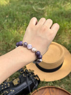 The Remedy Strand “Purple Aura Rise” Dream Bracelet – 12mm Botanical + Aroma Beads