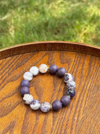 The Remedy Strand “Purple Aura Rise” Dream Bracelet – 12mm Botanical + Aroma Beads