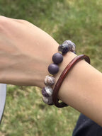 The Remedy Strand “Purple Aura Rise” Dream Bracelet – 12mm Botanical + Aroma Beads