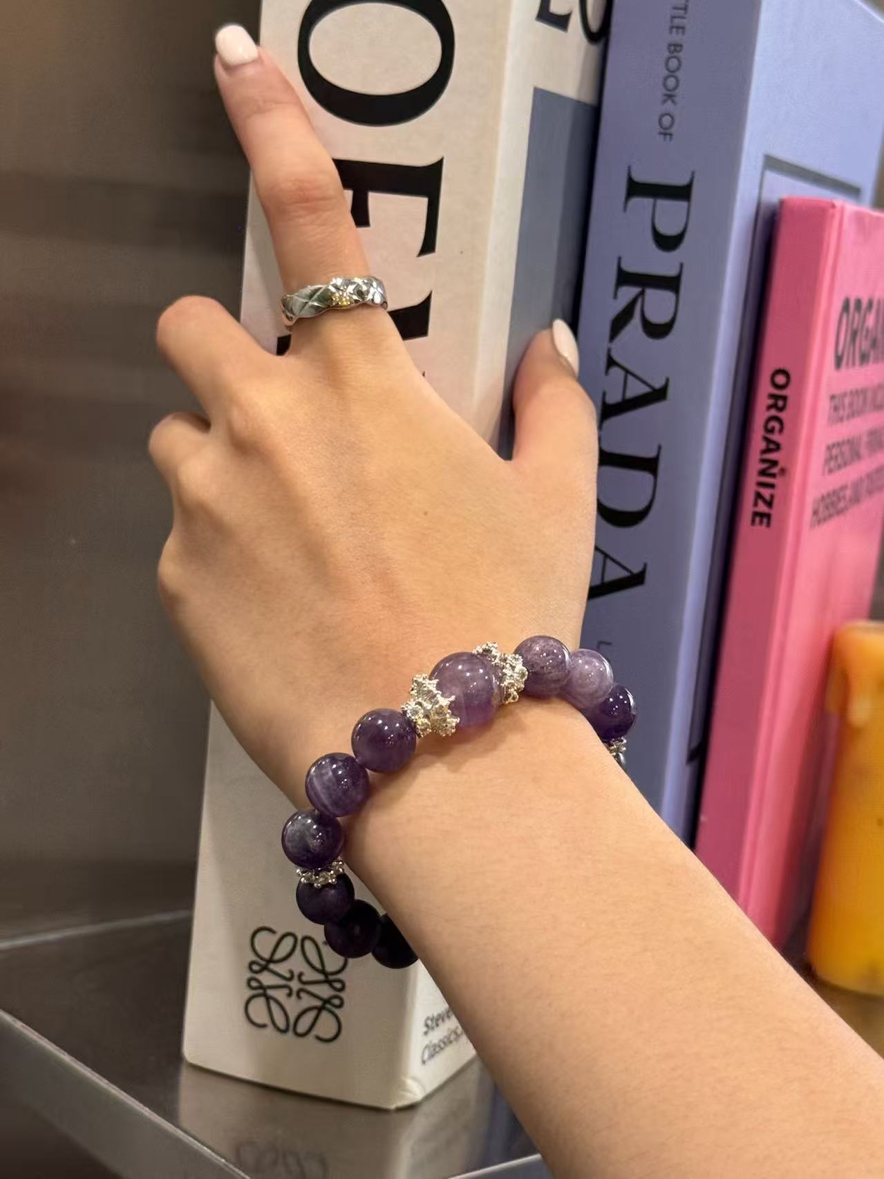 The Remedy Strand “Purple Dawn Crystal” Good Energy Bracelet – 10mm Aroma Beads