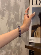 The Remedy Strand “Purple Dawn Crystal” Good Energy Bracelet – 10mm Aroma Beads