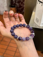 The Remedy Strand “Purple Dawn Crystal” Good Energy Bracelet – 10mm Aroma Beads