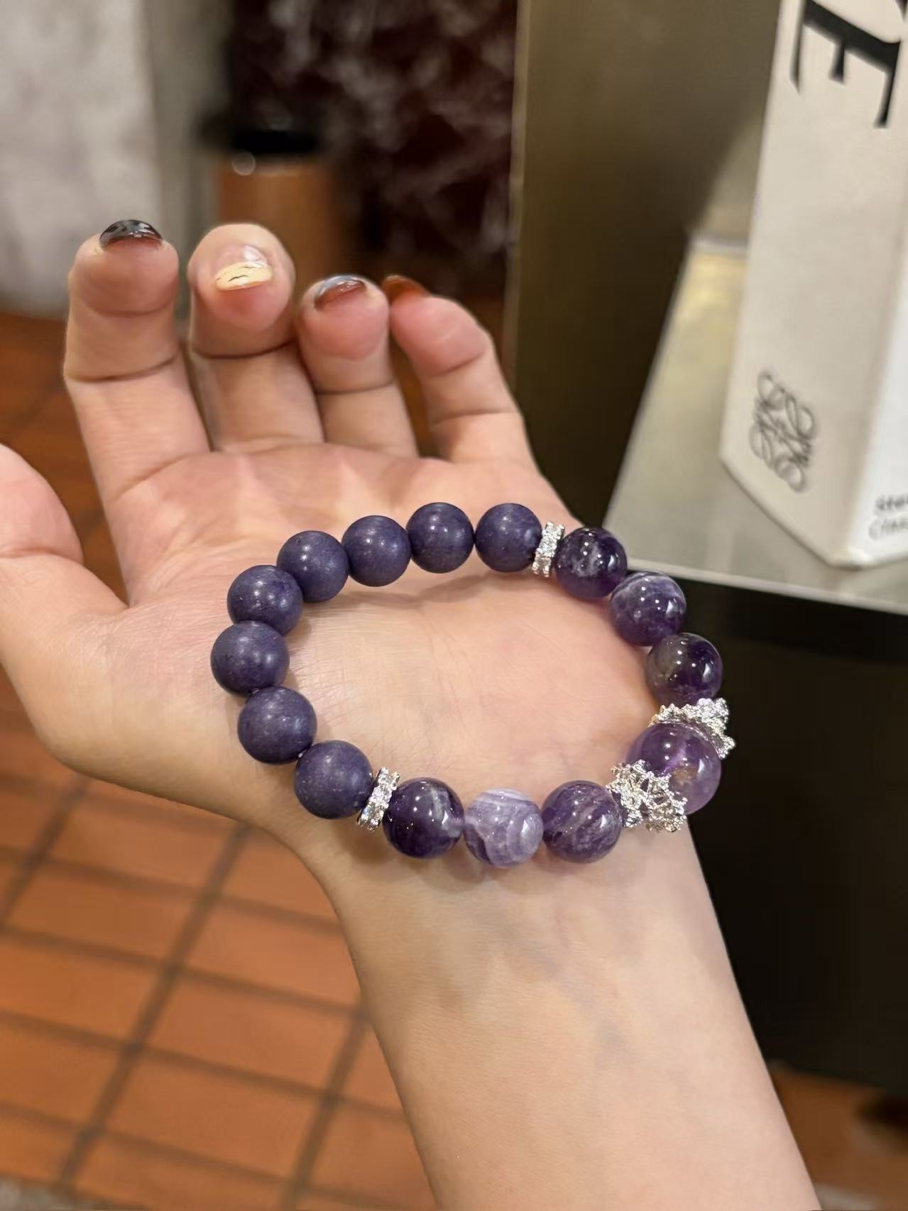 The Remedy Strand “Purple Dawn Crystal” Good Energy Bracelet – 10mm Aroma Beads