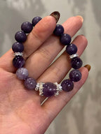 The Remedy Strand “Purple Dawn Crystal” Good Energy Bracelet – 10mm Aroma Beads