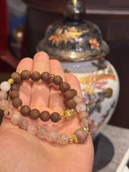 The Remedy Strand “Twin Prosperity Loop” – 8mm Black Gold Crystal + Botanical Aroma Bracelet