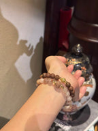 The Remedy Strand “Twin Prosperity Loop” – 8mm Black Gold Crystal + Botanical Aroma Bracelet