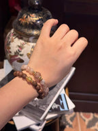 The Remedy Strand “Twin Prosperity Loop” – 8mm Black Gold Crystal + Botanical Aroma Bracelet