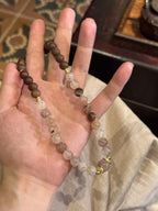 The Remedy Strand “Twin Prosperity Loop” – 8mm Black Gold Crystal + Botanical Aroma Bracelet