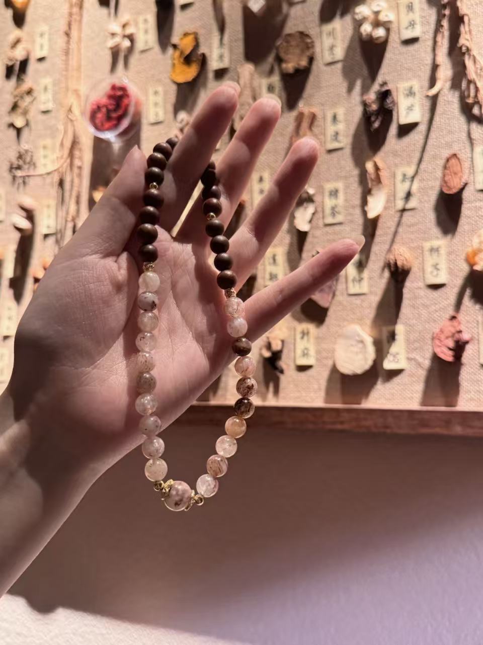 The Remedy Strand “Twin Prosperity Loop” – 8mm Black Gold Crystal + Botanical Aroma Bracelet