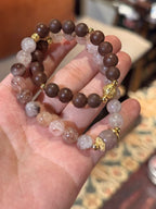 The Remedy Strand “Twin Prosperity Loop” – 8mm Black Gold Crystal + Botanical Aroma Bracelet