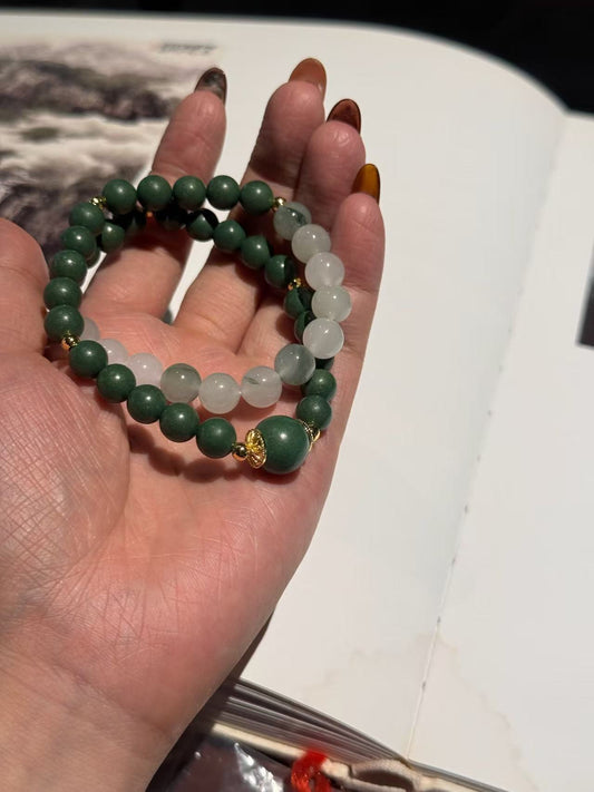 The Remedy Strand – Jade Aura Double-Wrap Bracelet (8mm)