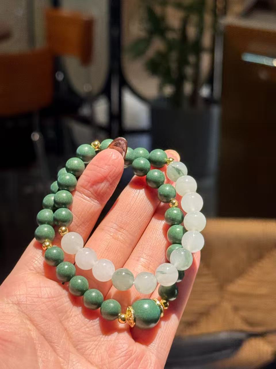 The Remedy Strand – Jade Aura Double-Wrap Bracelet (8mm)