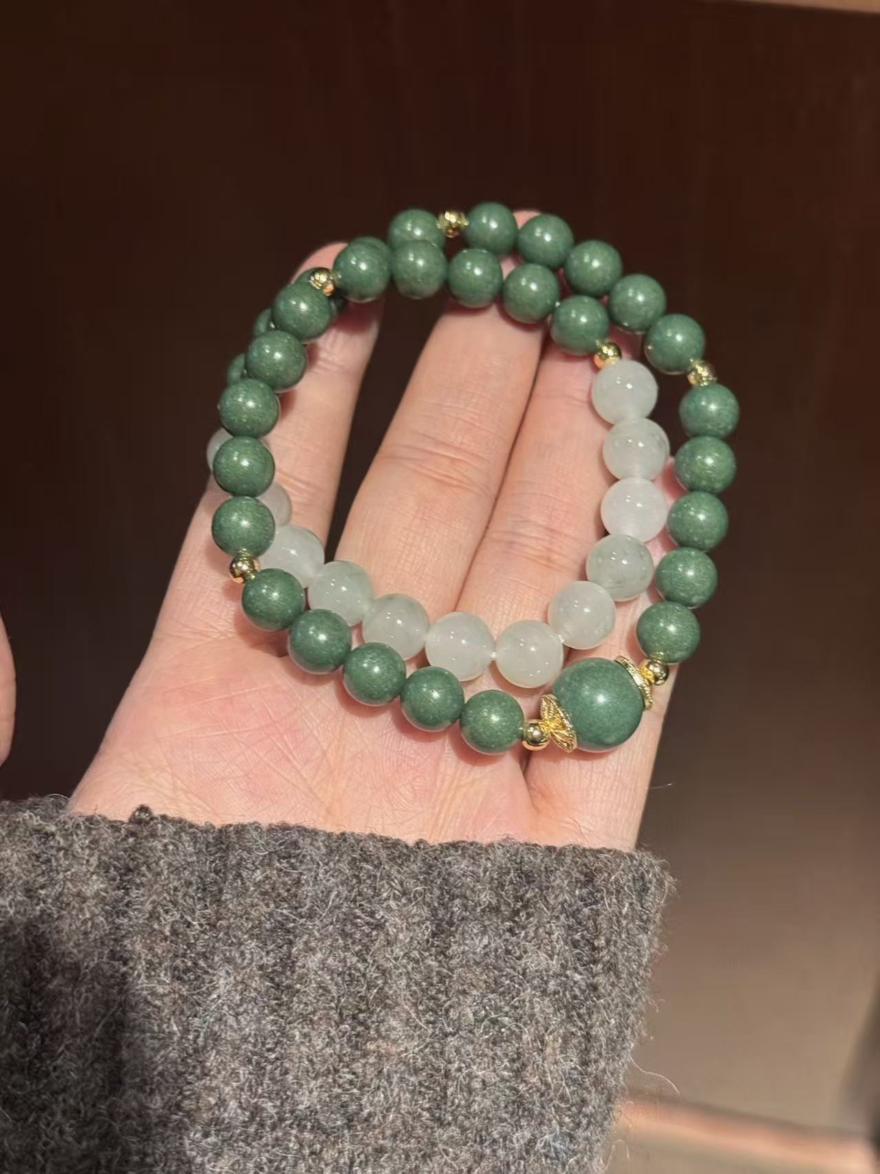 The Remedy Strand – Jade Aura Double-Wrap Bracelet (8mm)