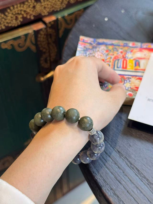 The Remedy Strand Black Gold Sparkle Glass Bracelet – 12mm Relaxation Beads