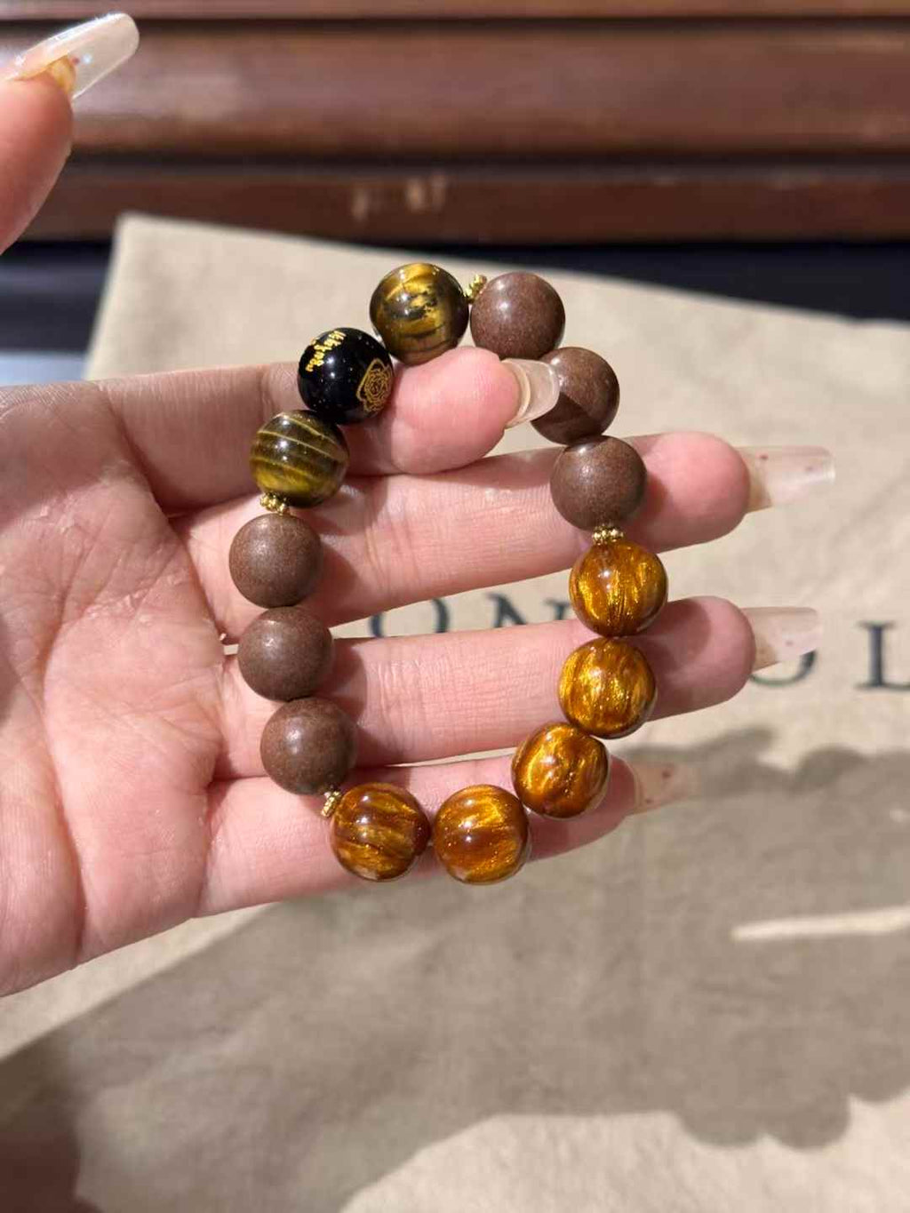 Wealth & Energy Bracelet – 12mm Tiger’s Eye + Herbal Aroma Beads