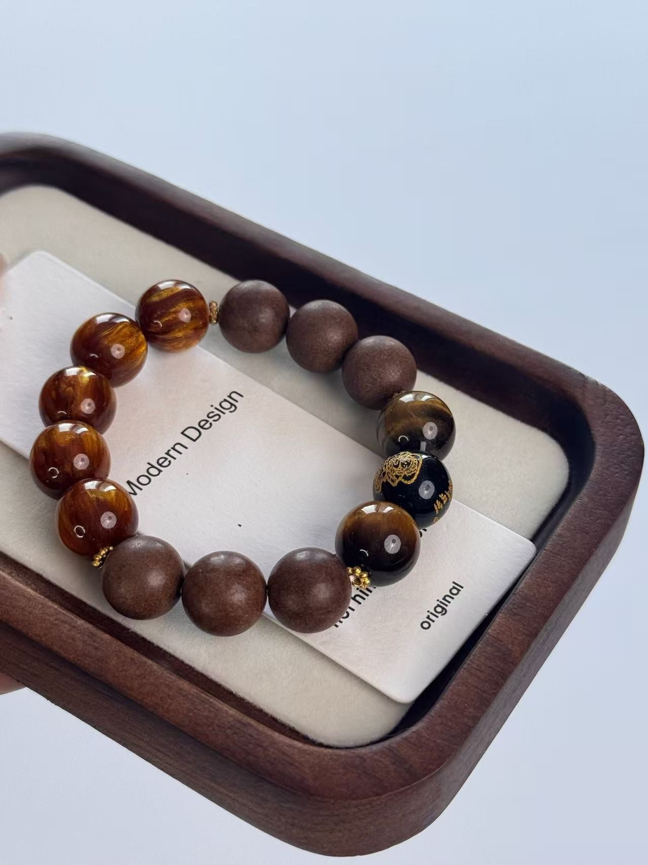 Wealth & Energy Bracelet – 12mm Tiger’s Eye + Herbal Aroma Beads