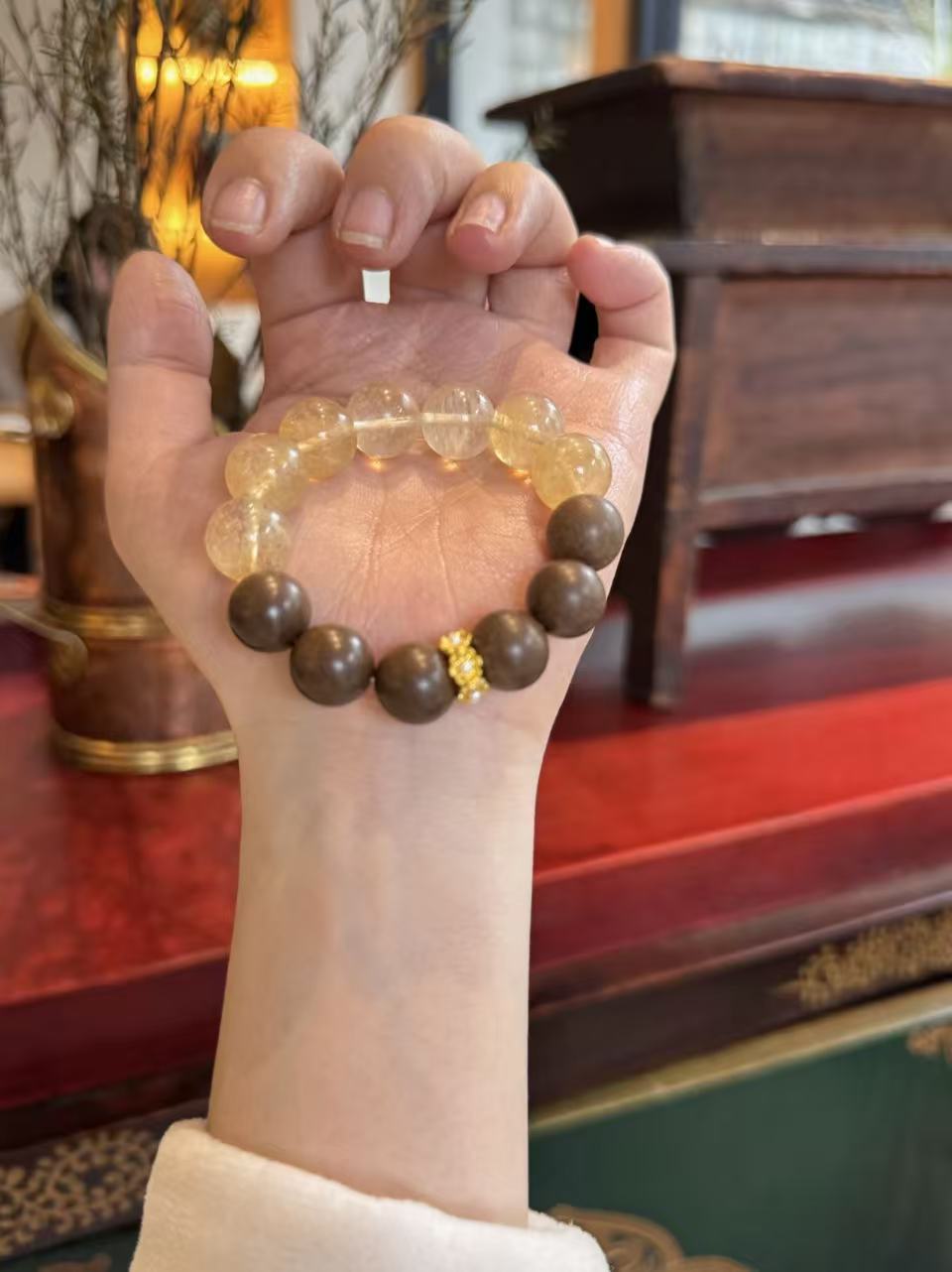 Crystal Prosperity Aroma Bracelet – 0.47" Beads, Selectable Scents