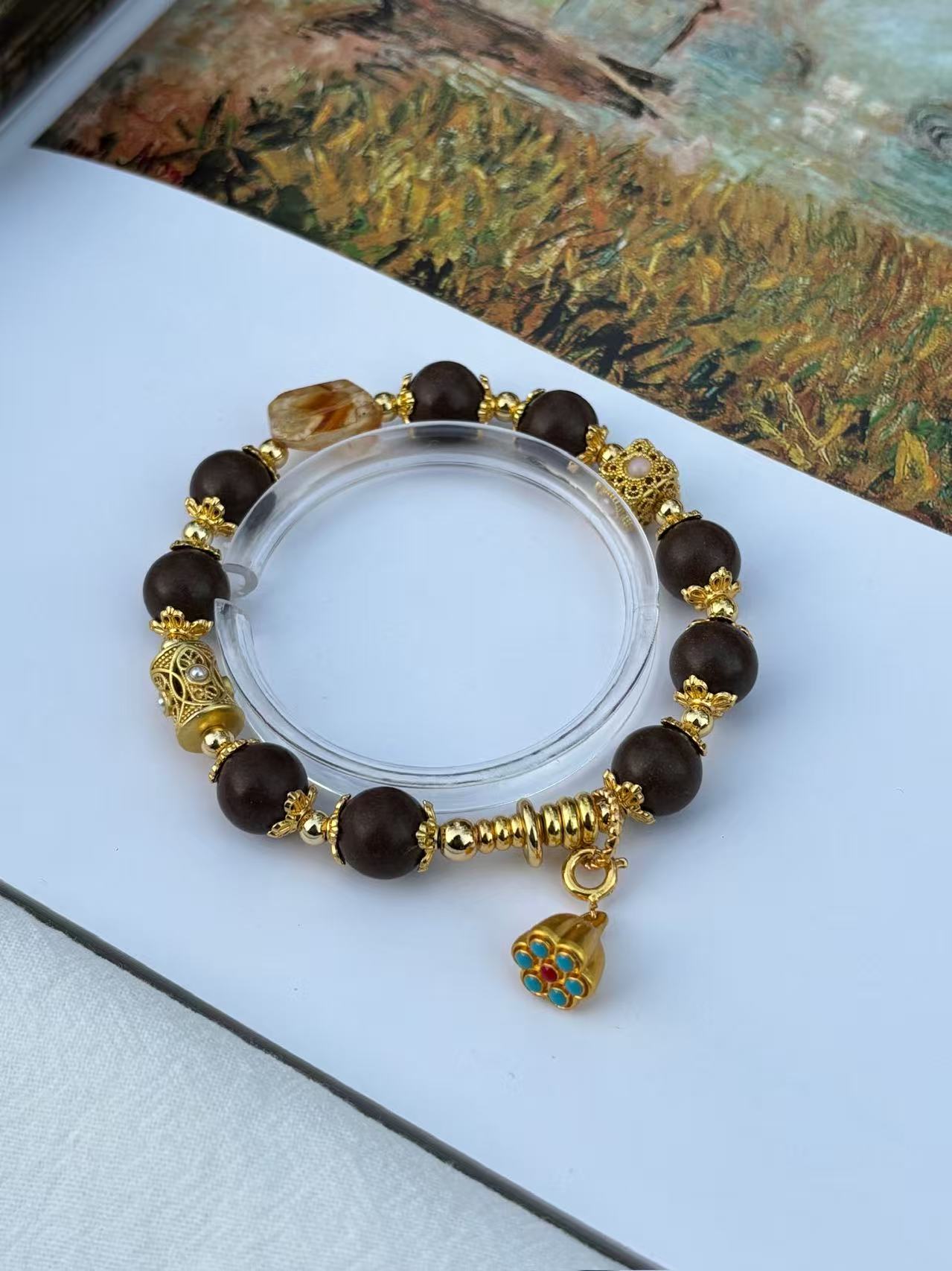 The Remedy Strand Golden Wealth Crystal Bracelet – 10mm Aromatherapy Beads