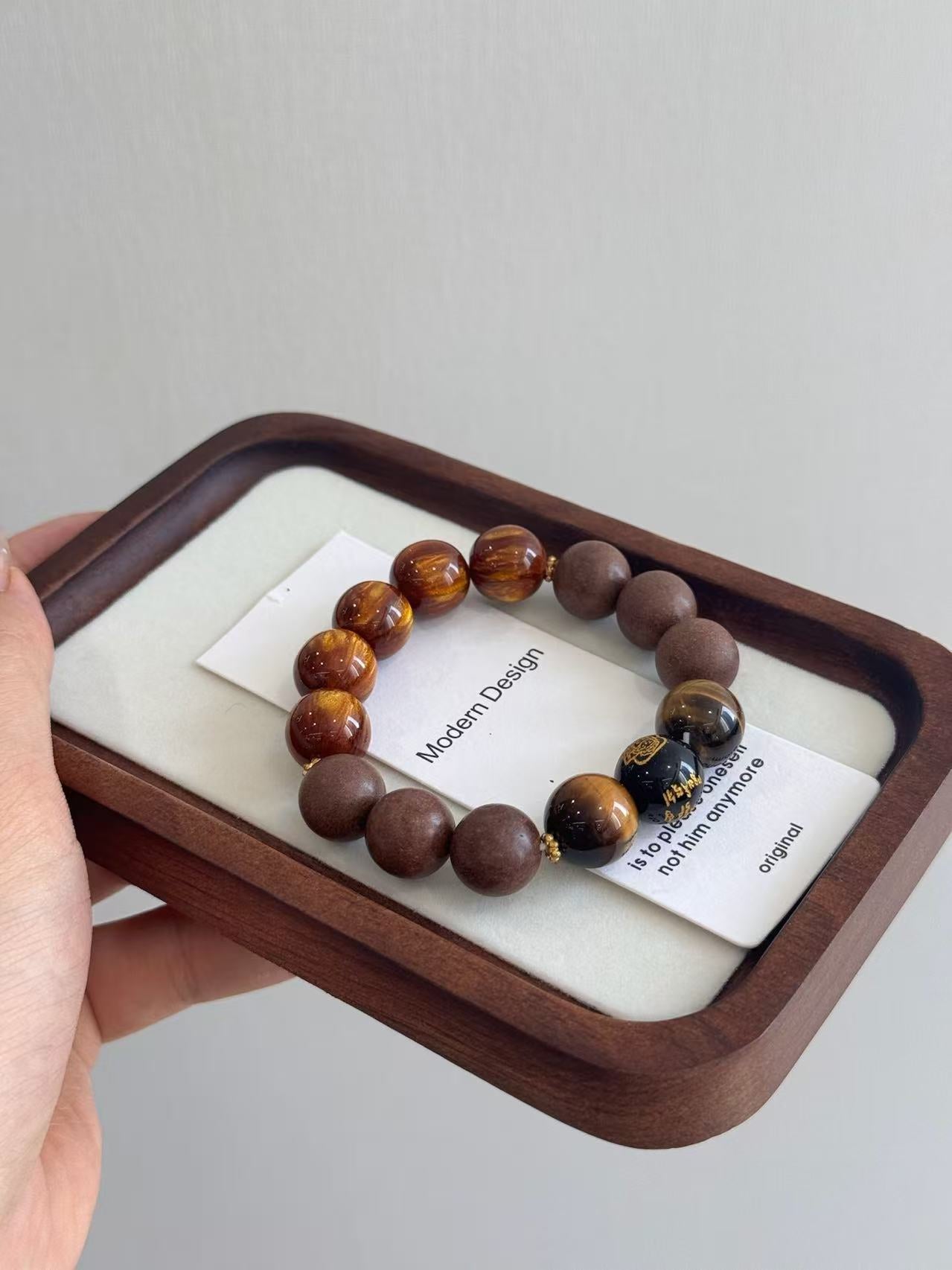 Wealth & Energy Bracelet – 12mm Tiger’s Eye + Herbal Aroma Beads